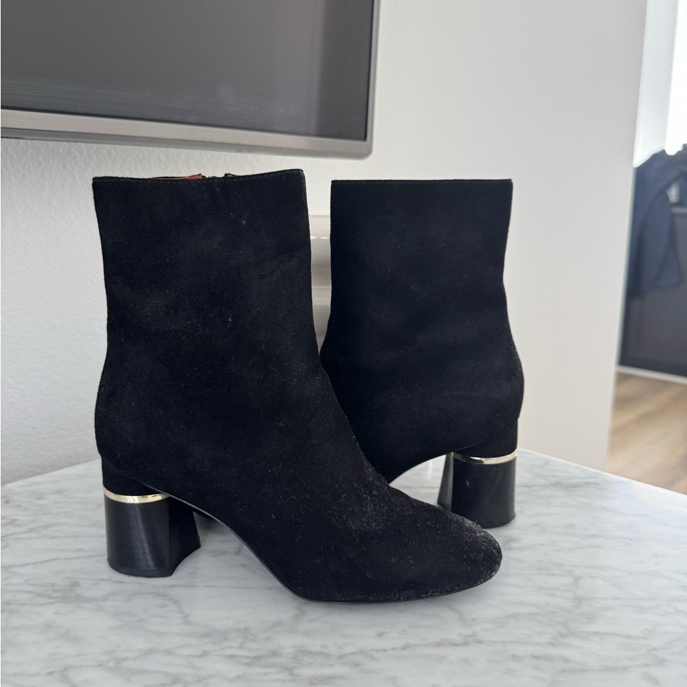 3.1 Phillip Lim Drum Suede Black Ankle Boots